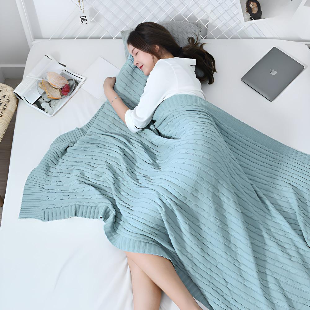 CozyWeave | Braid Knitted Cotton Throw Blanket