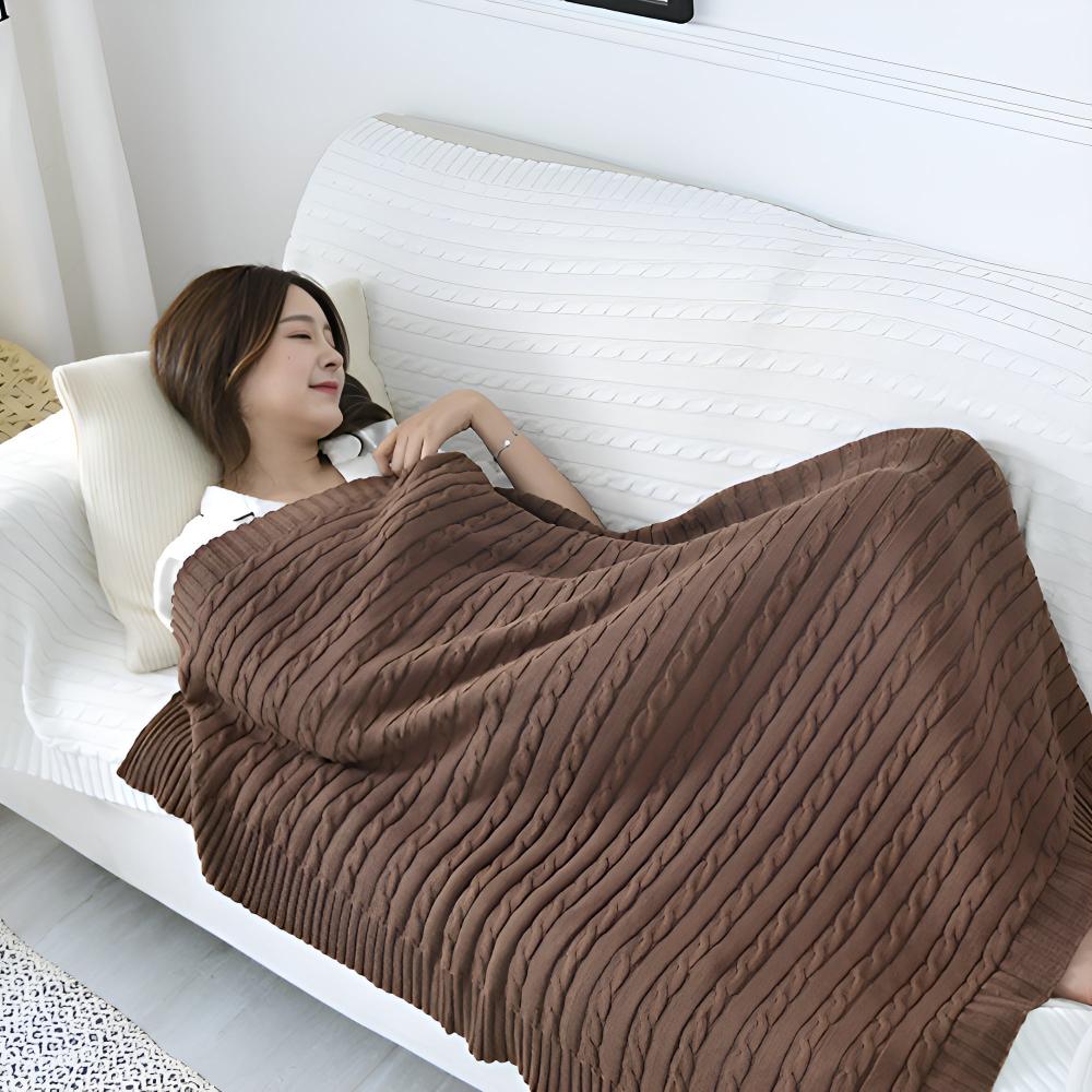CozyWeave | Braid Knitted Cotton Throw Blanket