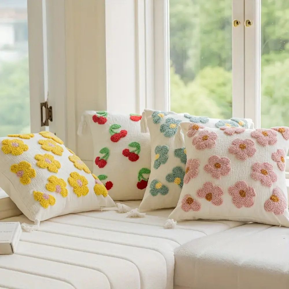 BohoNest | Tassel-Trimmed Floral Cushions