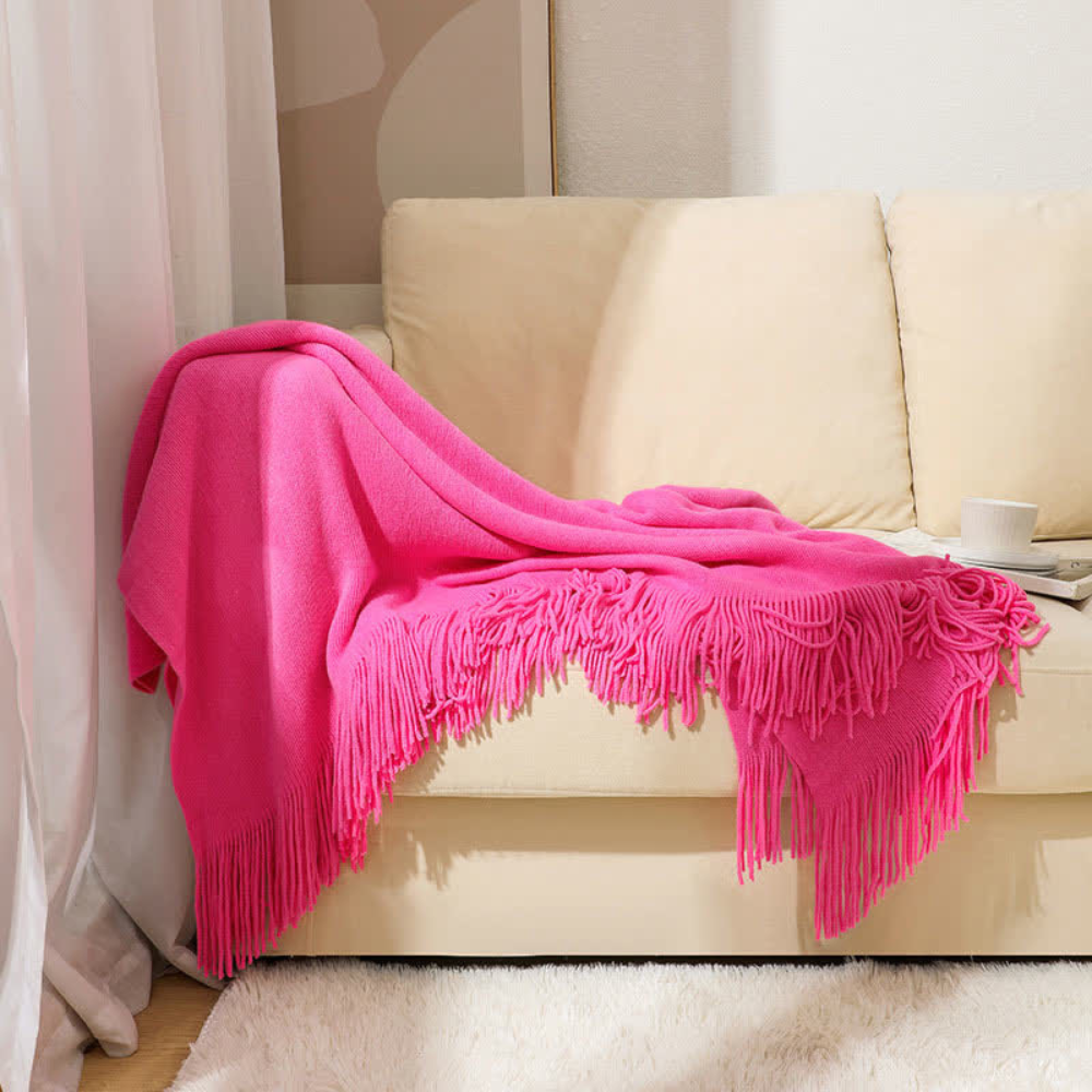 CozyWeave | Chunky Knit Tassel Throw Blanket