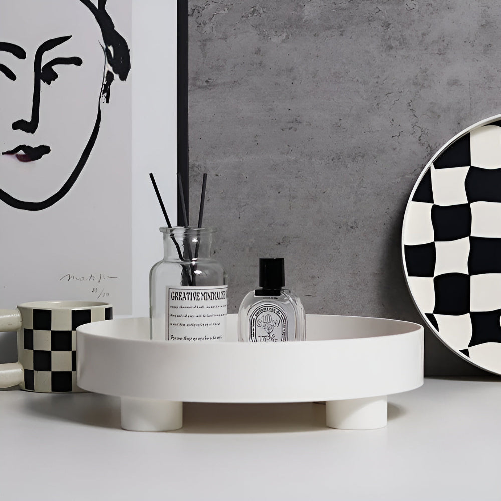 CheckerMate | Round Checkerboard Storage Tray