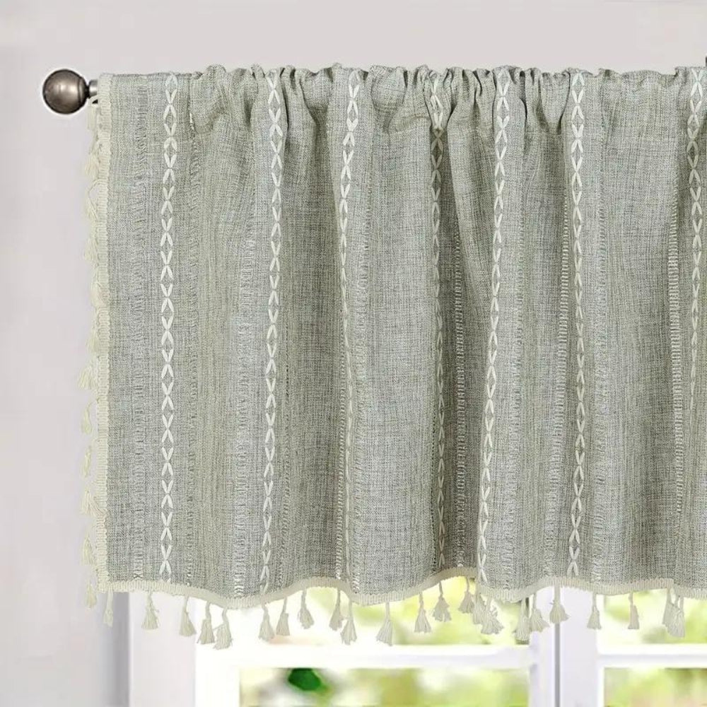 BohoHome | Boho Cotton Linen Kitchen Curtains