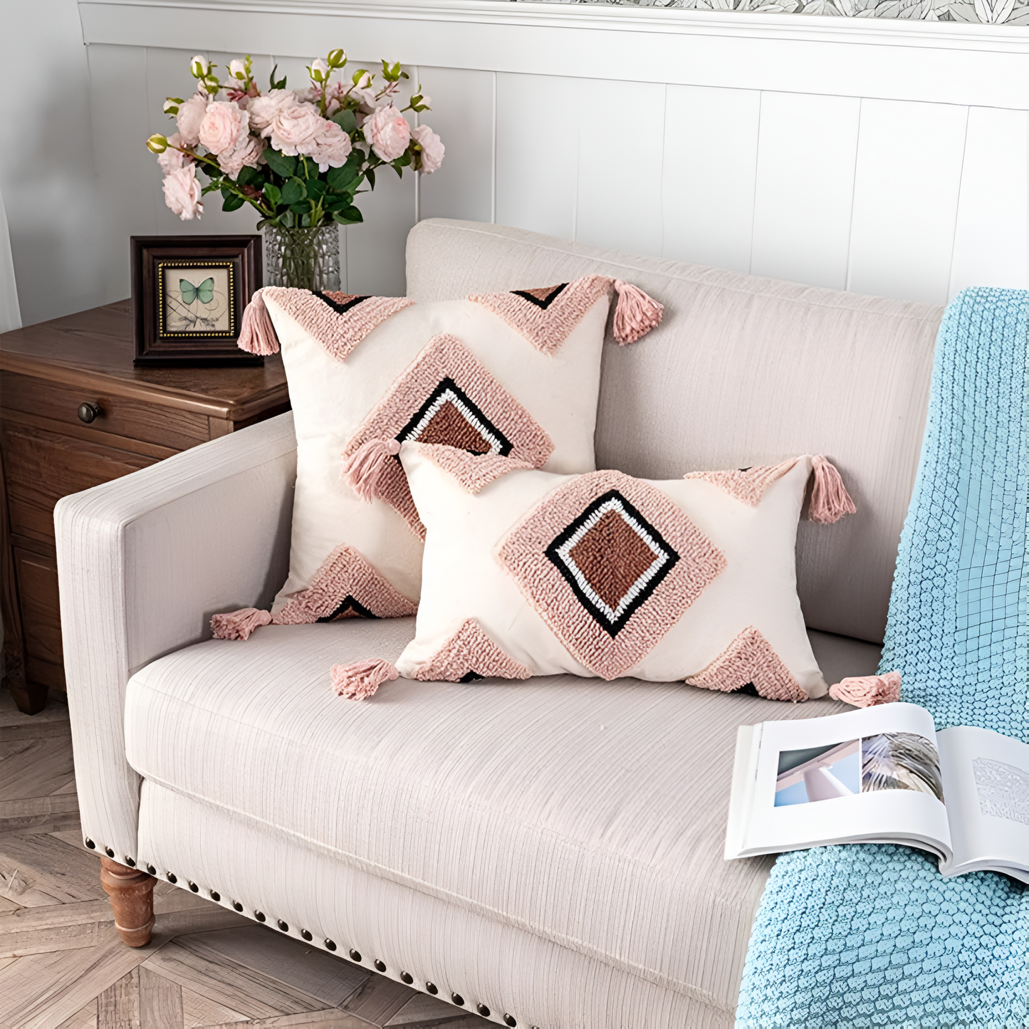 BohoNest | Tufted Embroidered Boho Cushion Cover