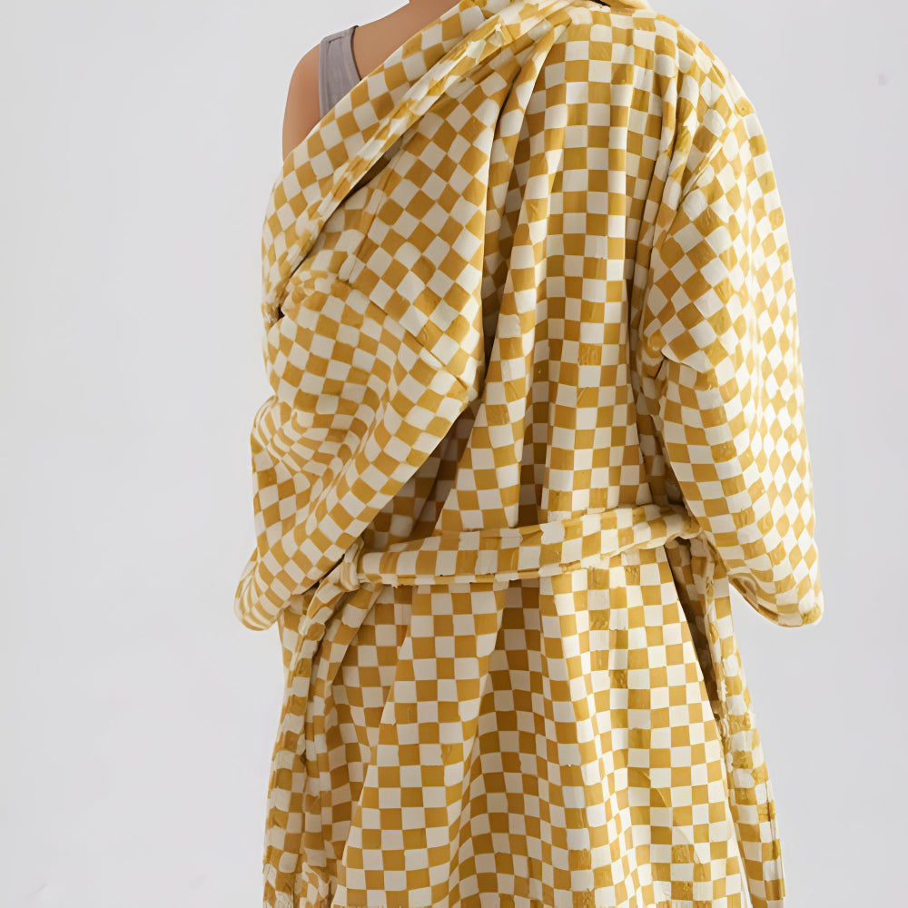 Cloud Weave | Checkerboard Pattern Bathrobe