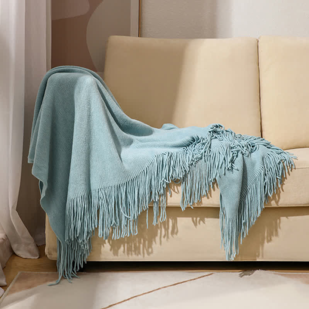 CozyWeave | Chunky Knit Tassel Throw Blanket