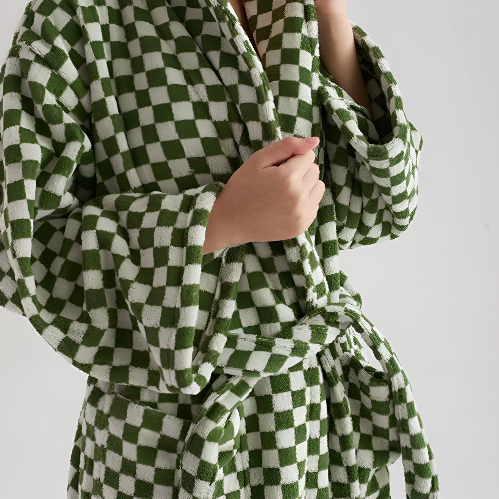 Cloud Weave | Checkerboard Pattern Bathrobe