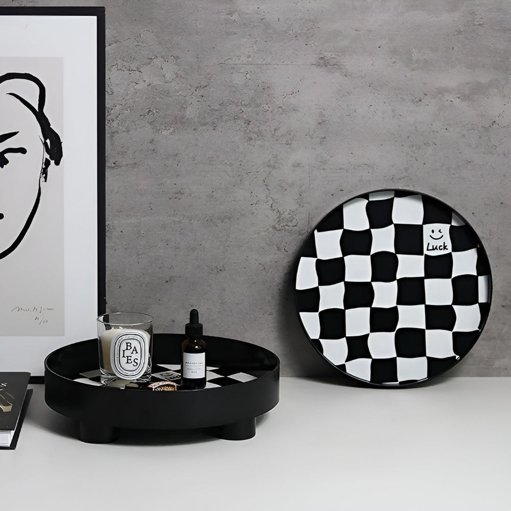 CheckerMate | Round Checkerboard Storage Tray