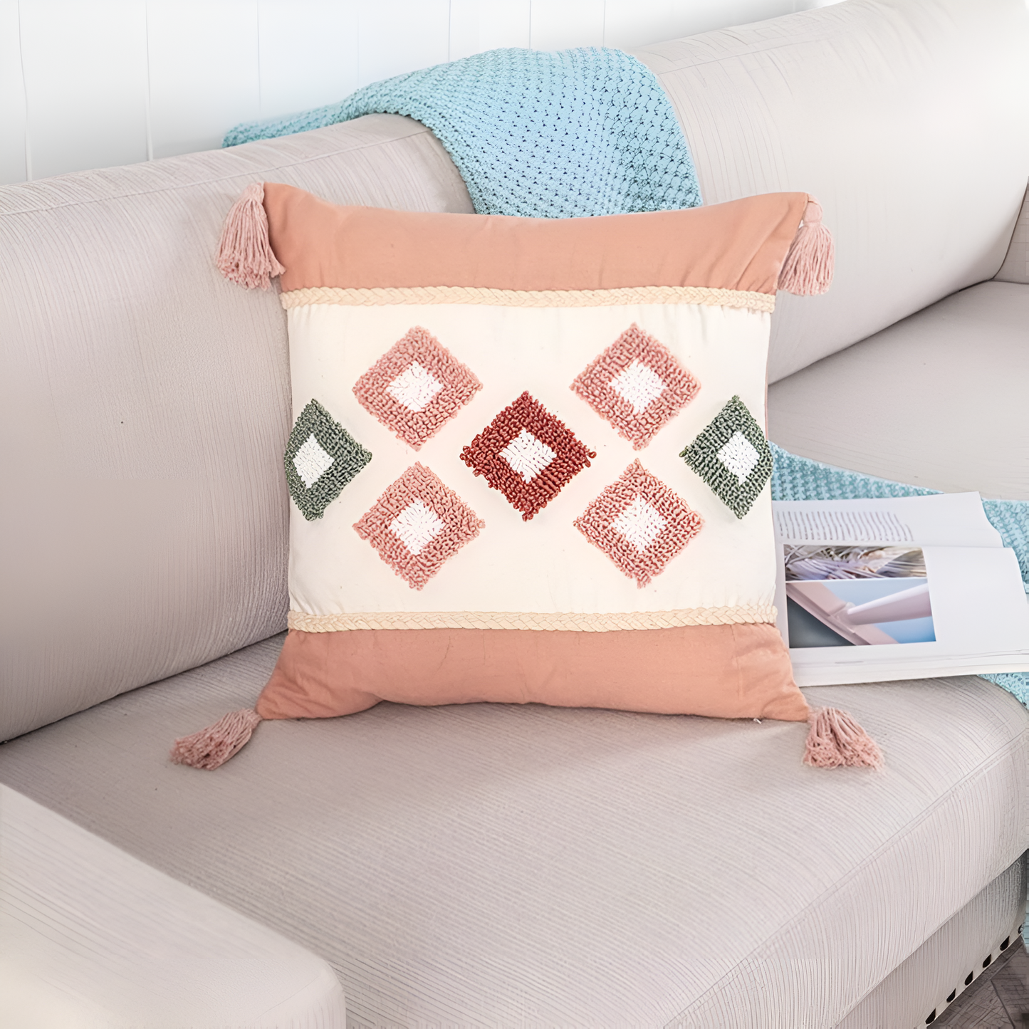 BohoNest | Tufted Embroidered Boho Cushion Cover