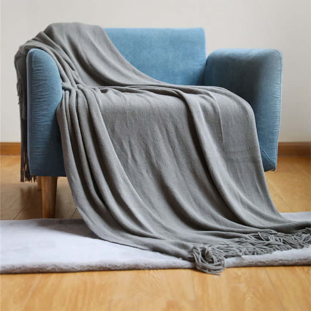 CozyWeave | Chunky Knit Tassel Throw Blanket