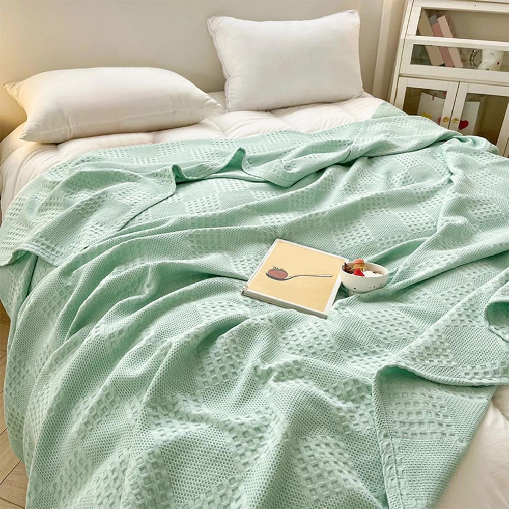 CozyHome | Blush Waffle Checkered Throw Blanket
