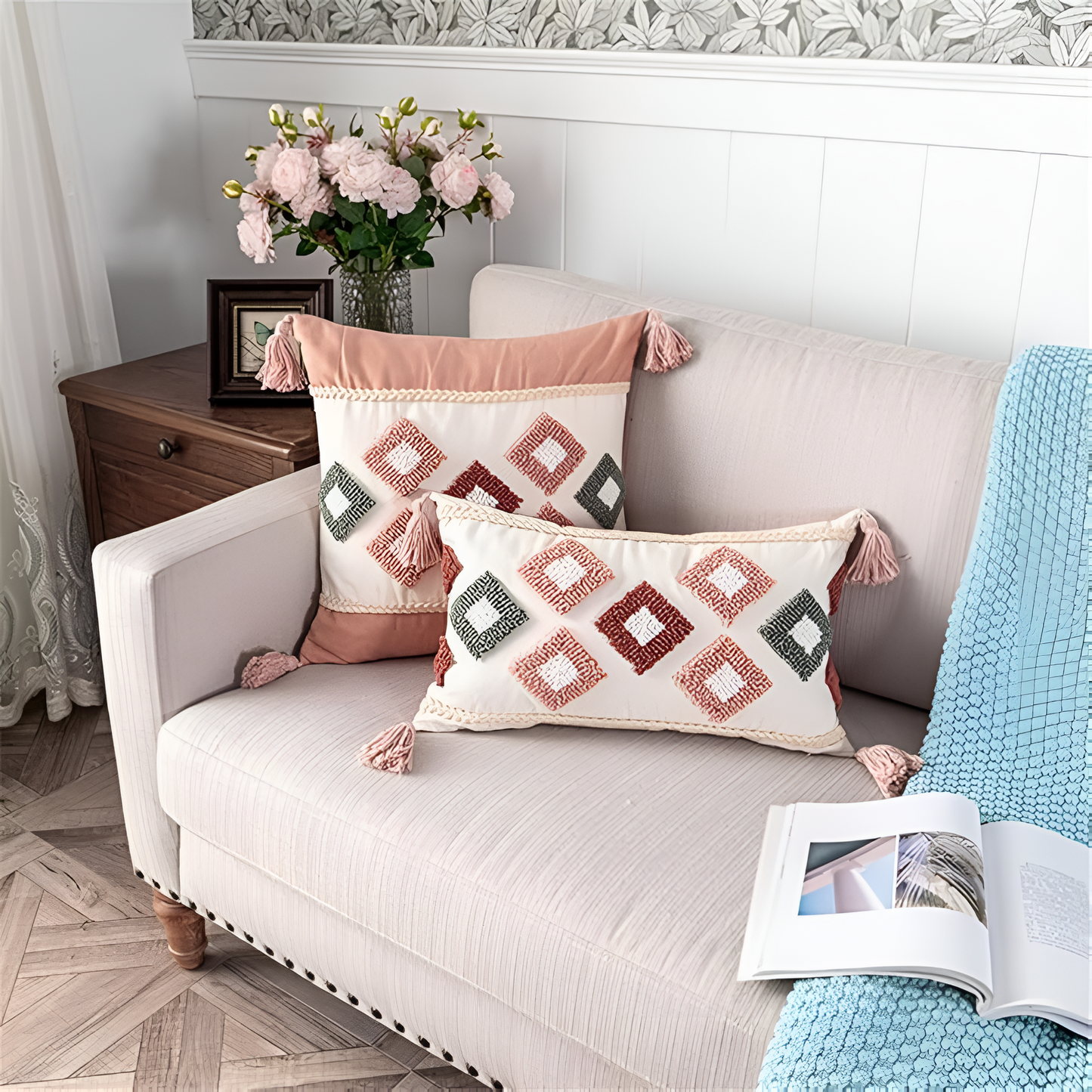 BohoNest | Tufted Embroidered Boho Cushion Cover