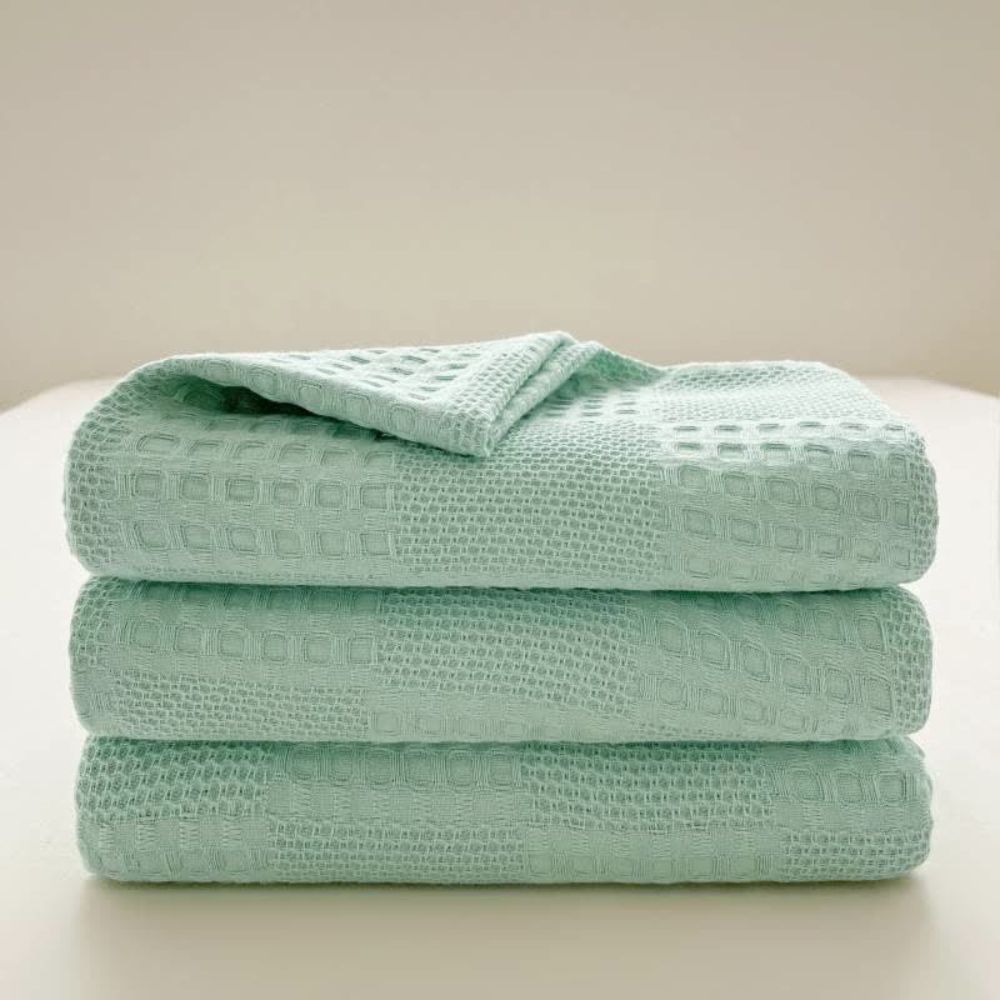 CozyHome | Blush Waffle Checkered Throw Blanket