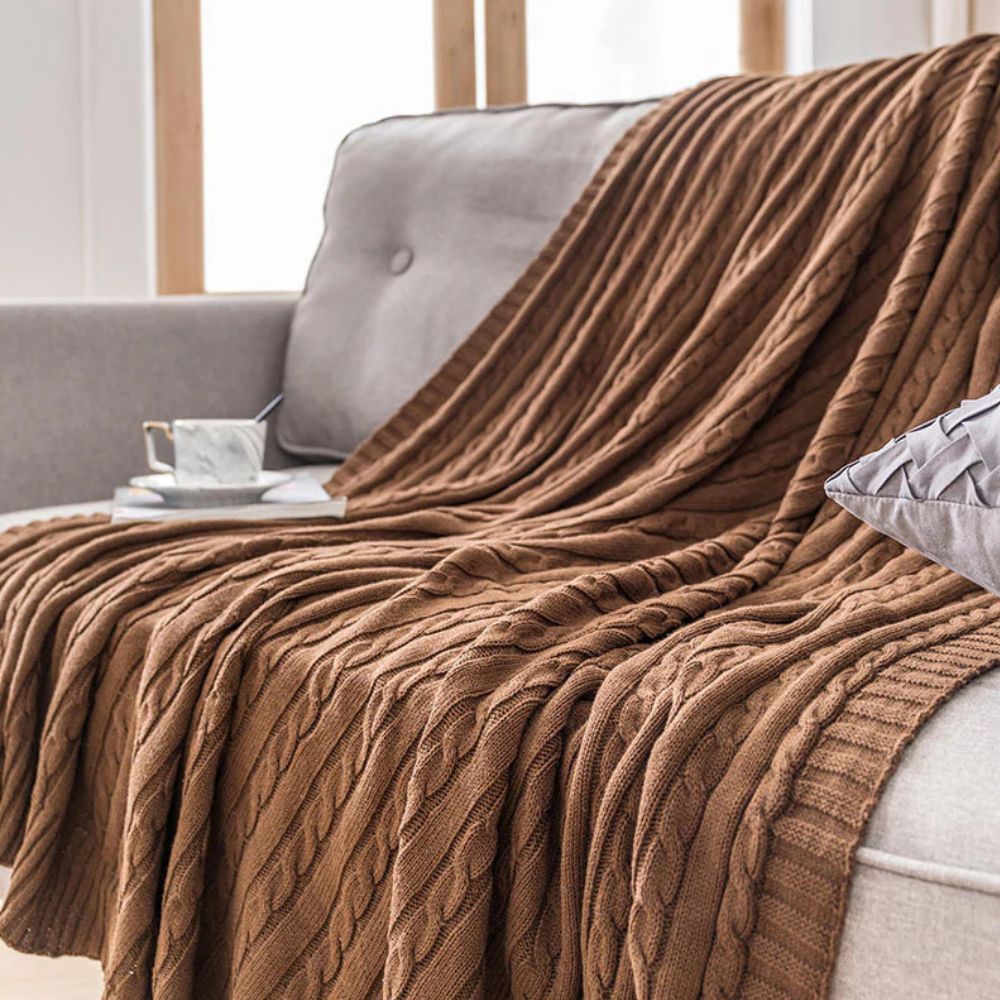 CozyWeave | Braid Knitted Cotton Throw Blanket