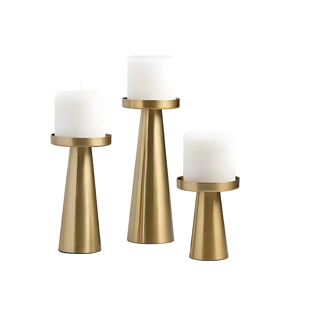 BrassGlow | Elegant Brass Candle Holders Set of 3