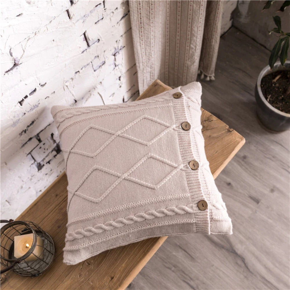 CozyNest | Button Closure Knit Cushion Cover