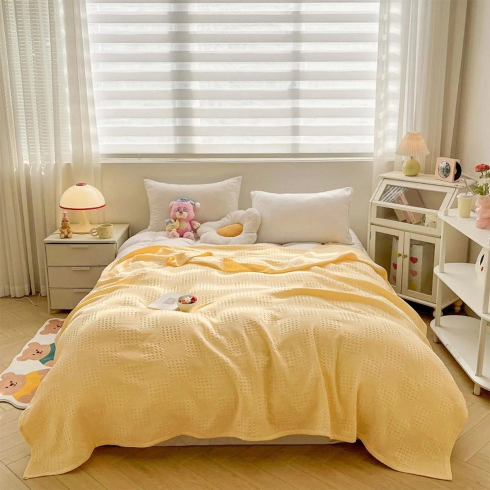 CozyHome | Blush Waffle Checkered Throw Blanket