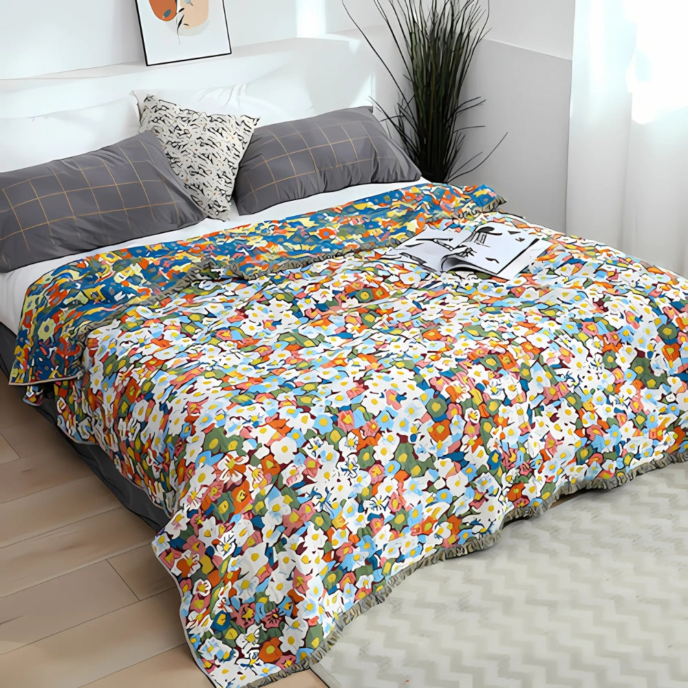 Daisy Dreamer | Reversible Tassel Throw Blanket