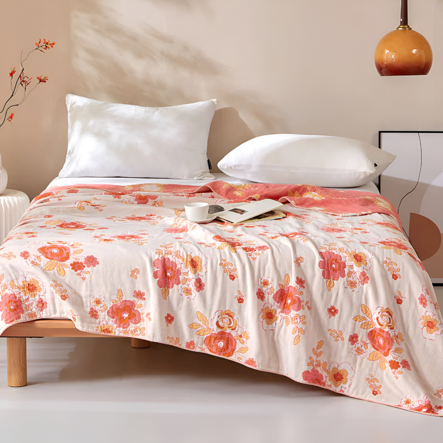 BlushNest | Cotton Gauze Floral Blanket
