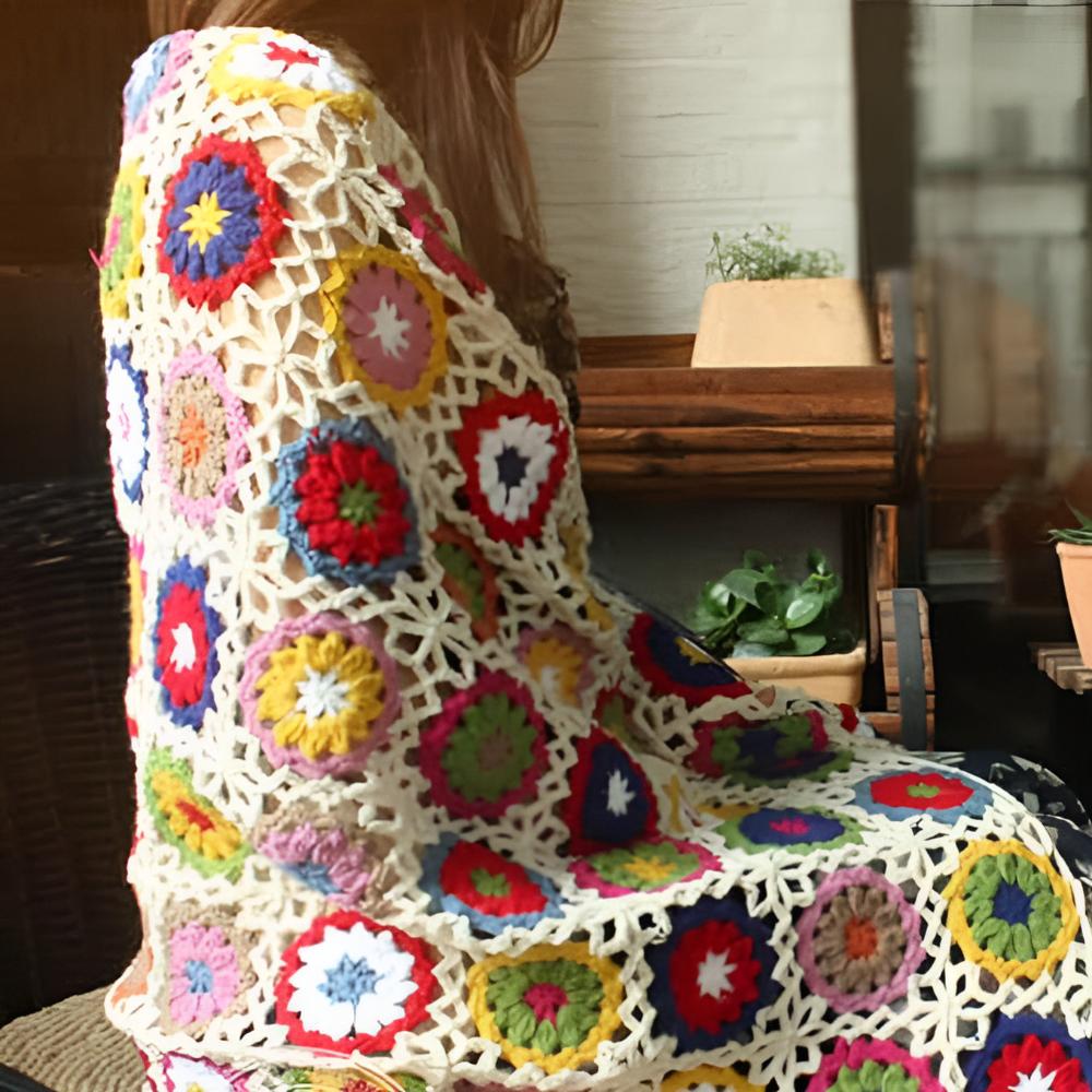 BloomingCraft | Crochet Flower Blanket For Home Decor