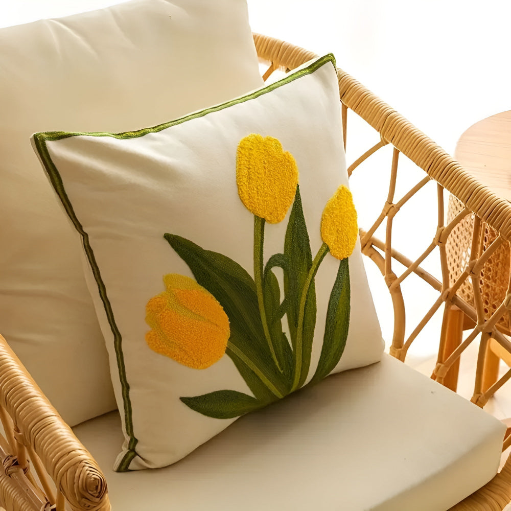 BloomingHome | Tulip Pattern Decorative Cushion Cover