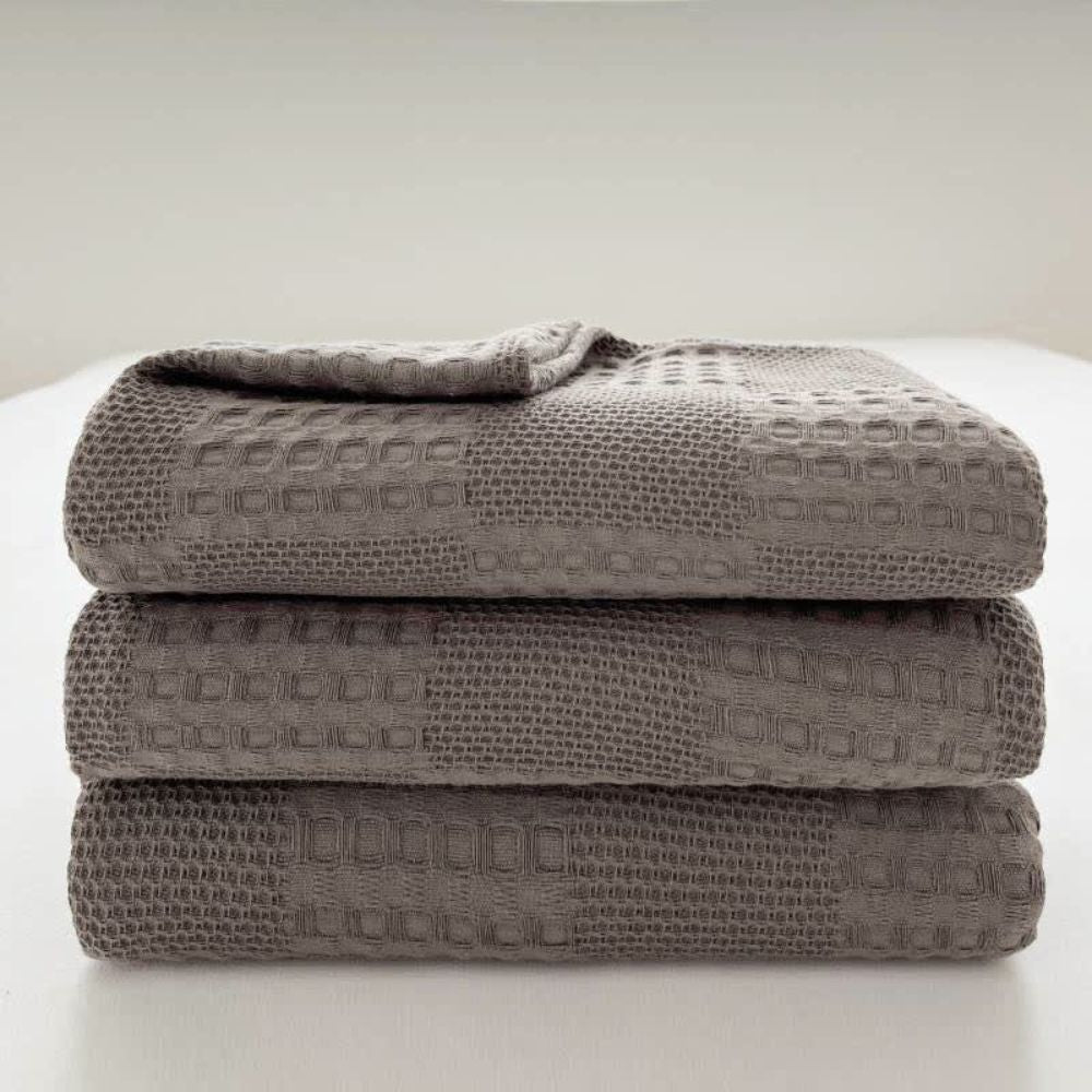 CozyHome | Blush Waffle Checkered Throw Blanket