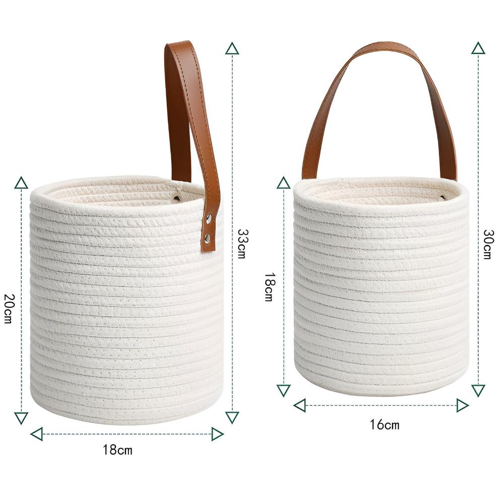 CozyNest | Woven Cotton Rope Hanging Basket 2pc Set