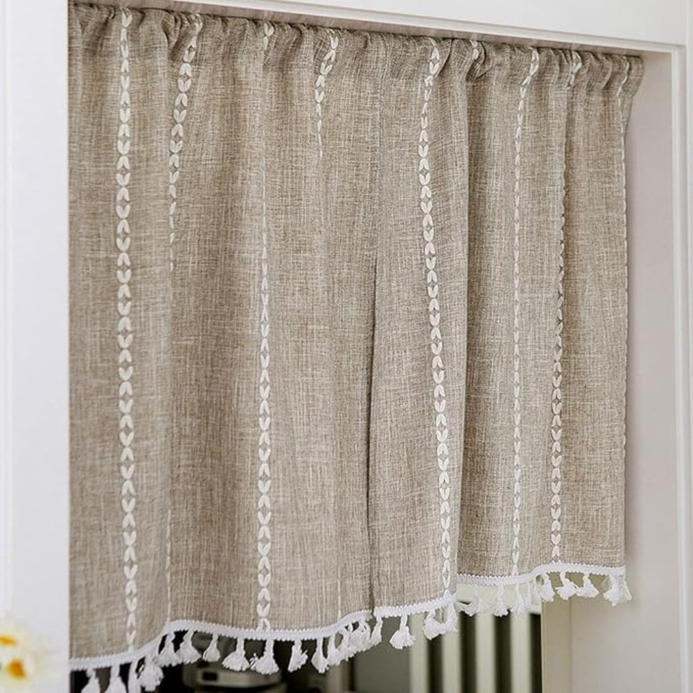 BohoHome | Boho Cotton Linen Kitchen Curtains