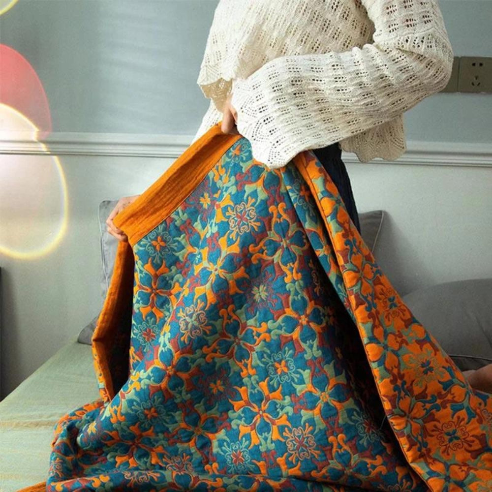 CitrusCozy | Six Layer Cotton Blanket Citrus Sunrise