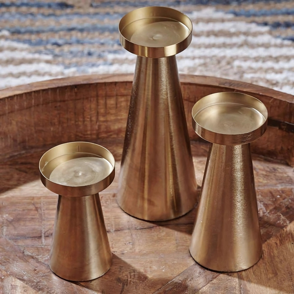 BrassGlow | Elegant Brass Candle Holders Set of 3