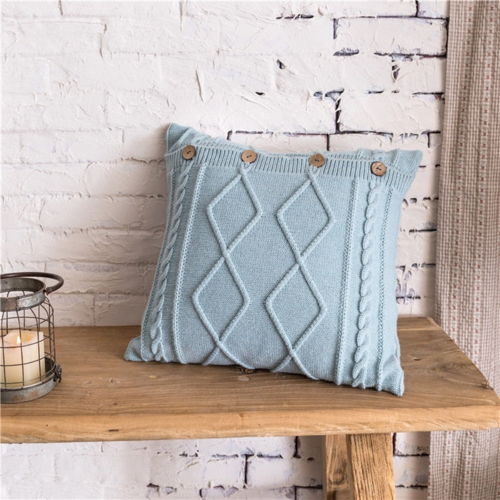 CozyNest | Button Closure Knit Cushion Cover
