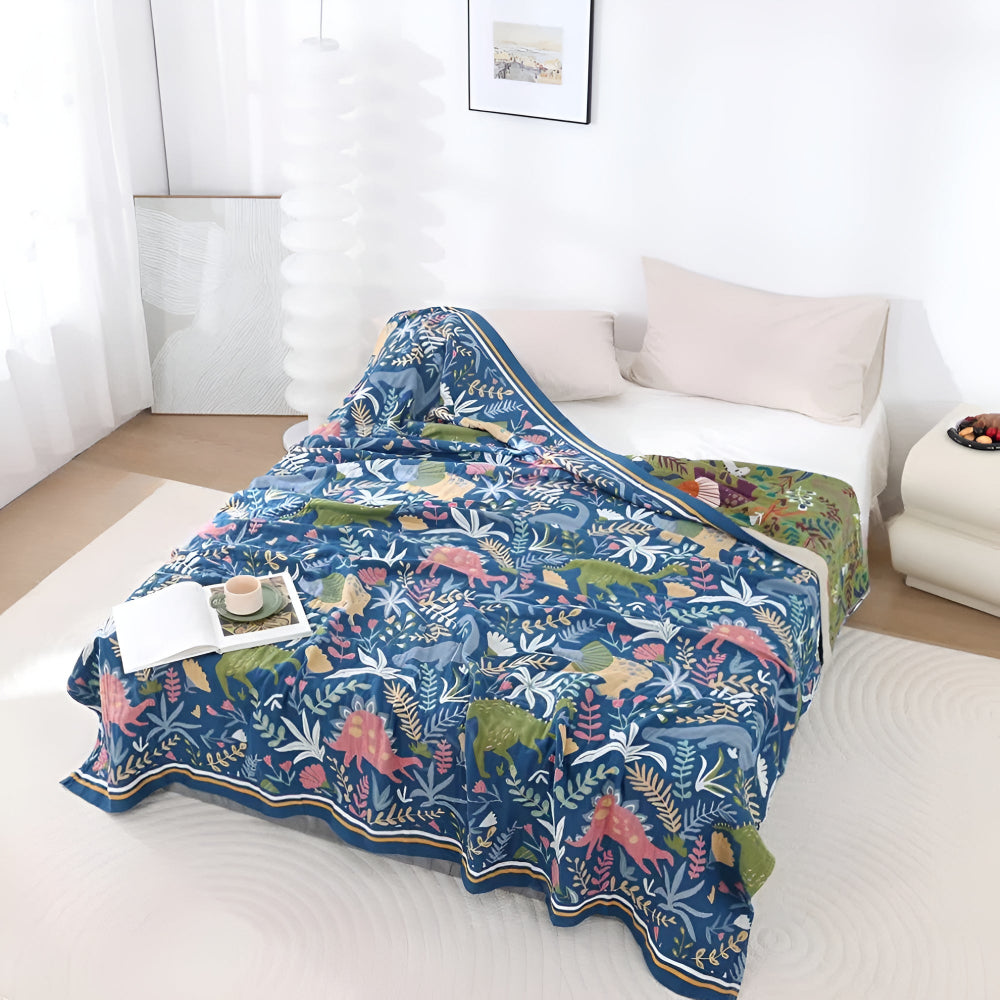 DinoDream | Dinosaur Forest Cotton Blanket For Kids