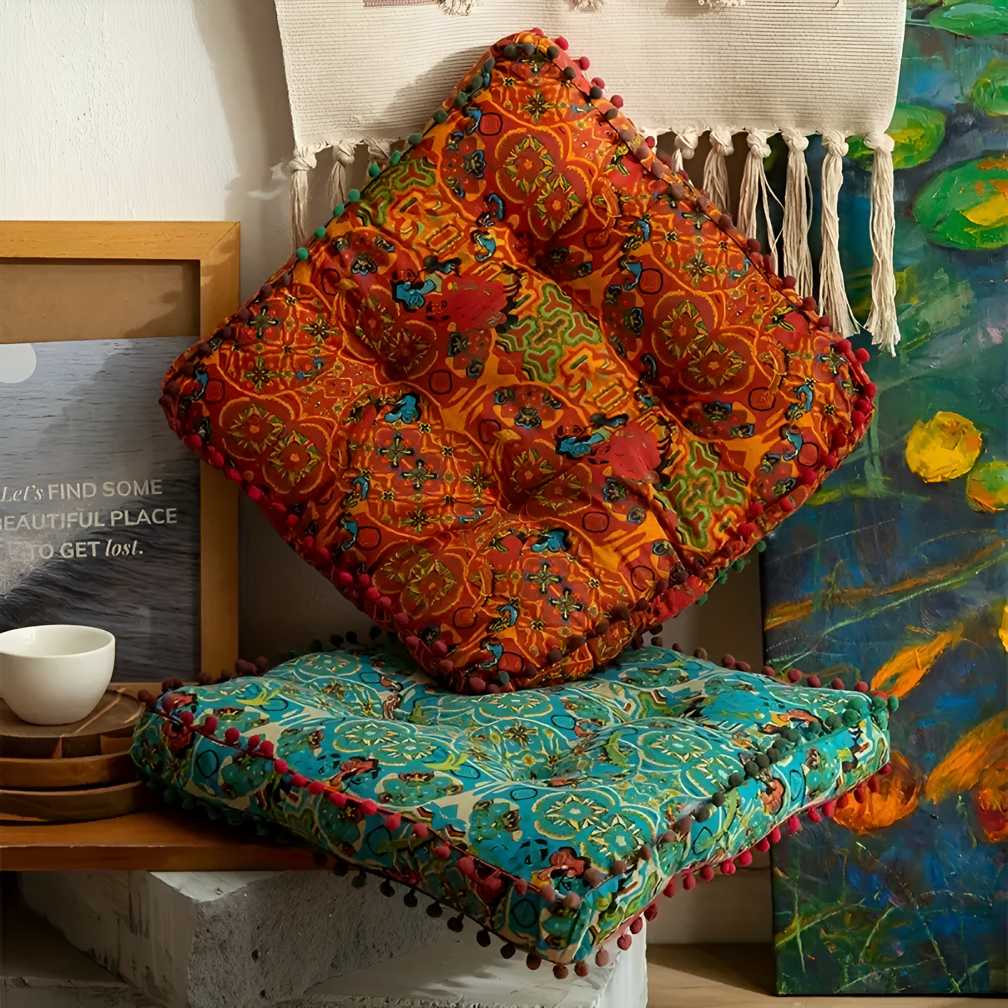BohoNest | Bohemian Embroidered Floor Cushion