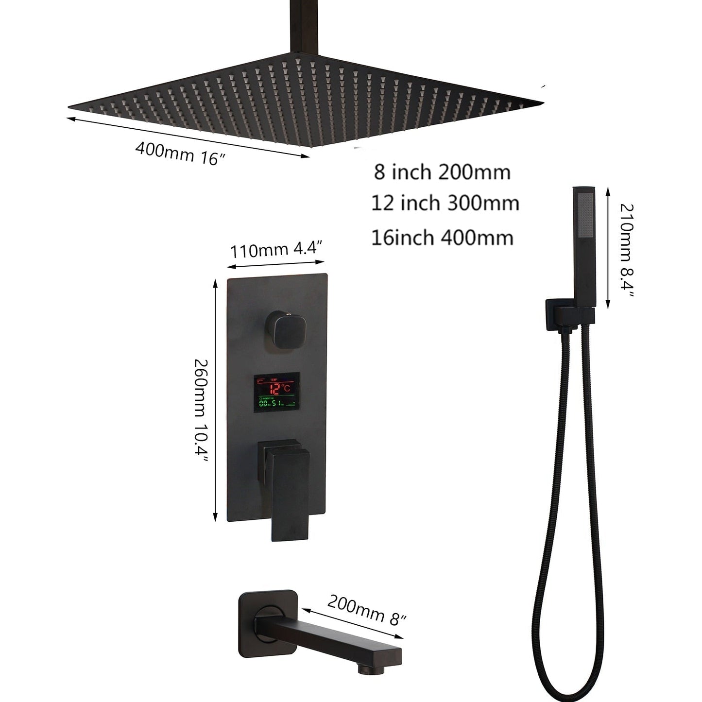 Belmont | Digital Shower Set - 3 Functions & LED Display Mixer Taps
