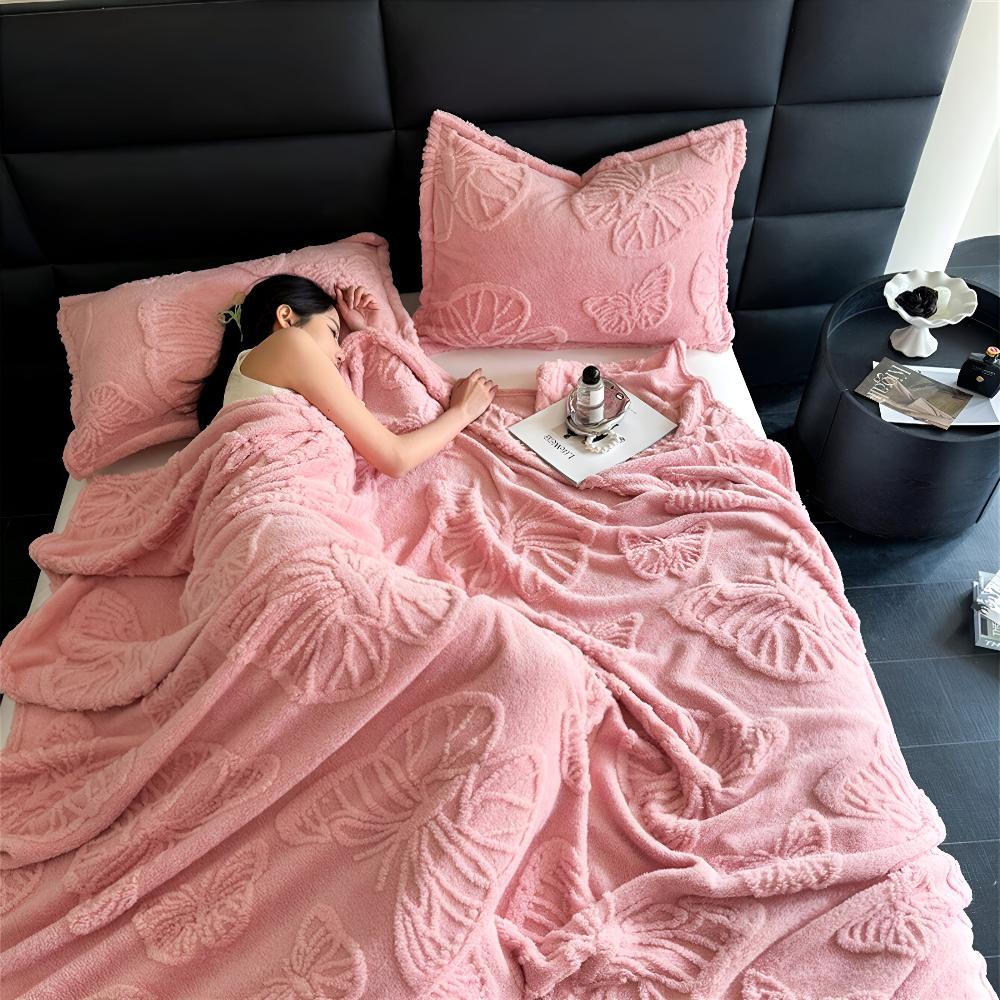 CozyNest | Butterfly Jacquard Flannel Blanket