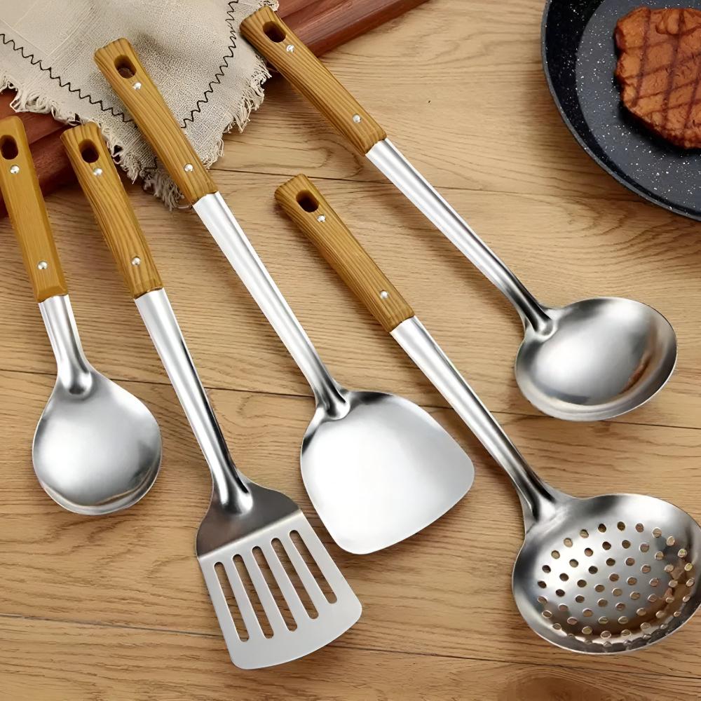 WoodGrip | Steel Kitchen Utensil Set 5-Piece