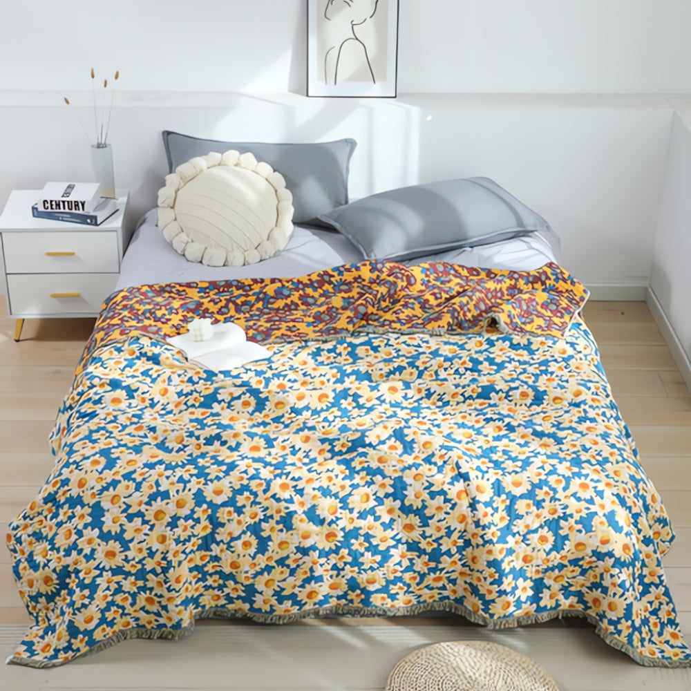 Daisy Dreamer | Reversible Tassel Throw Blanket