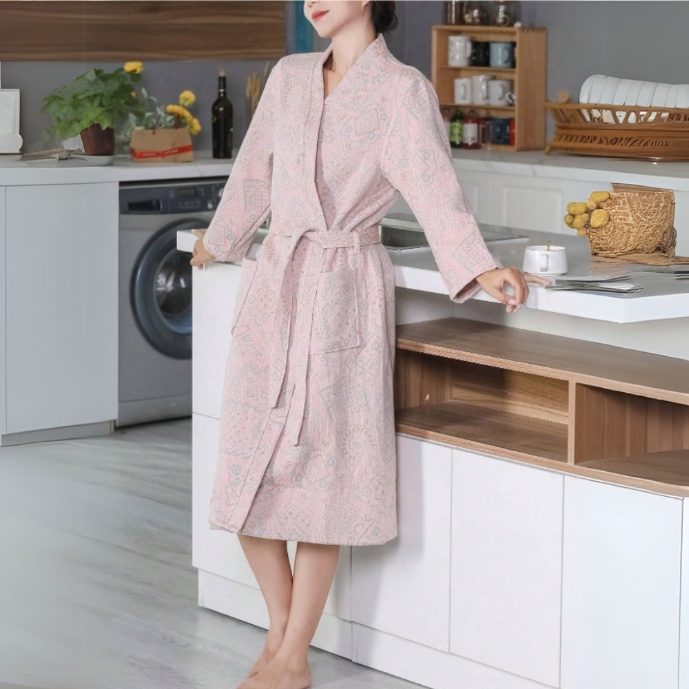 CozyLux | Plush Cotton Jacquard Bathrobe