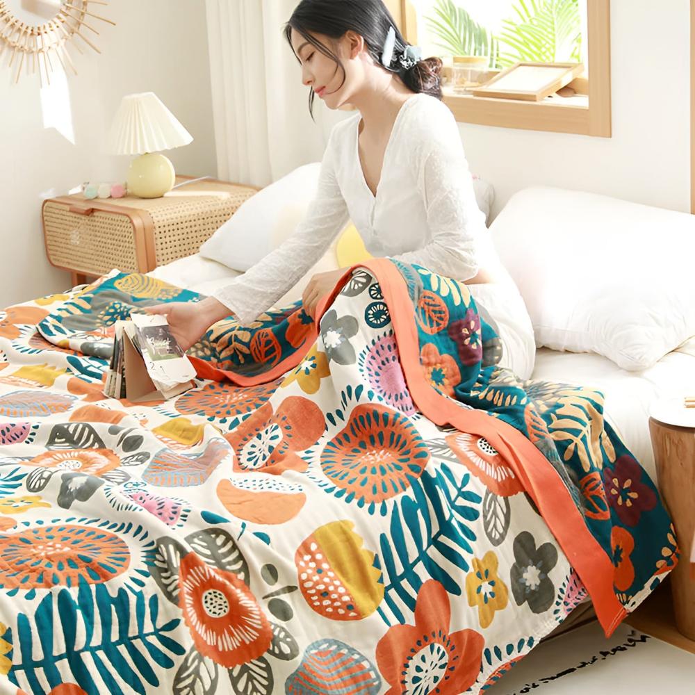 BohoCozy | Boho Cartoon Flower Throw Blanket