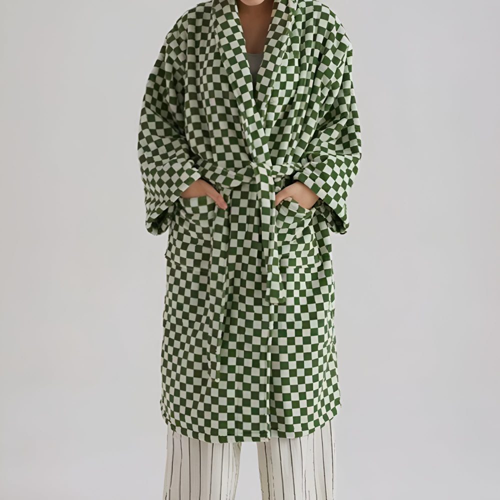 Cloud Weave | Checkerboard Pattern Bathrobe