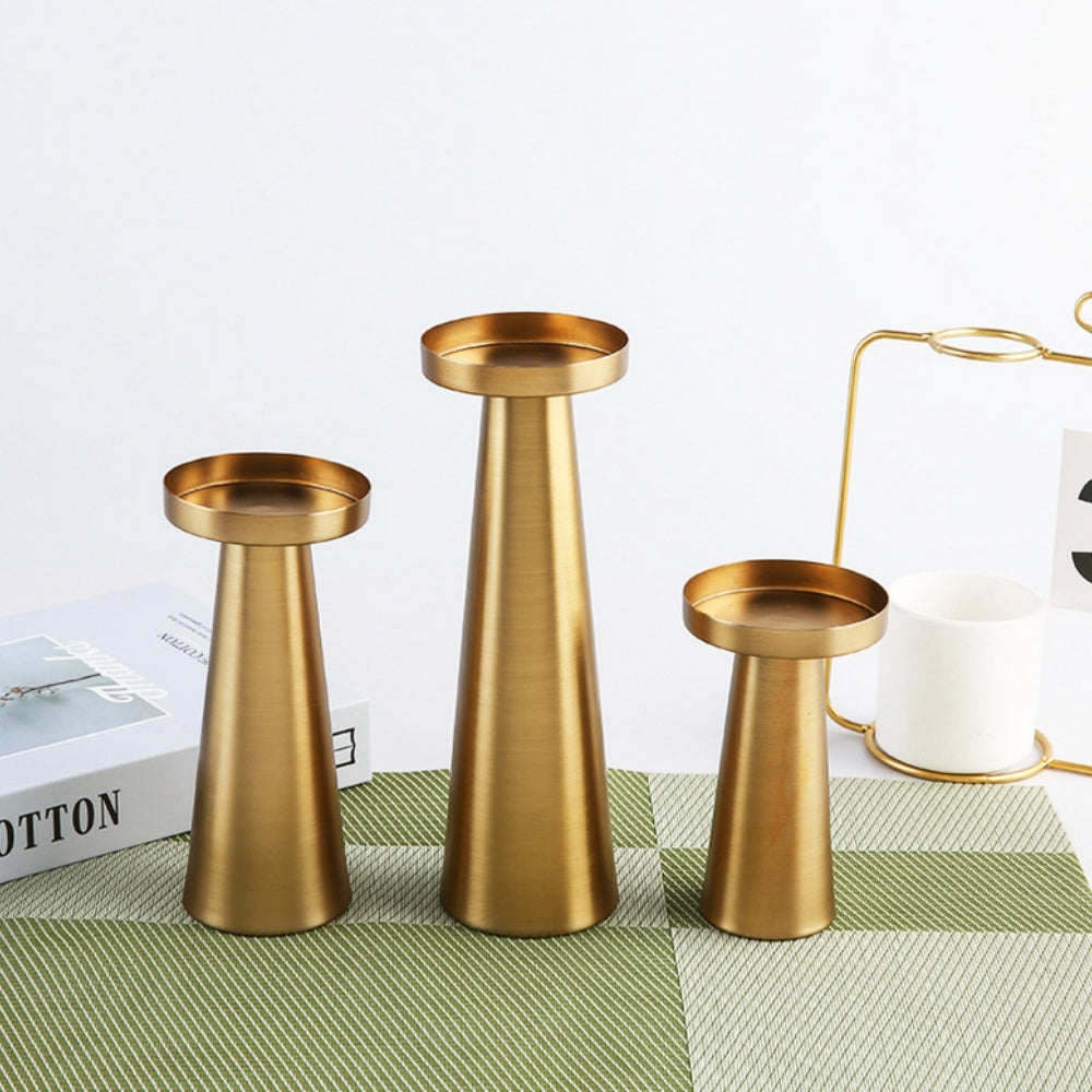 BrassGlow | Elegant Brass Candle Holders Set of 3