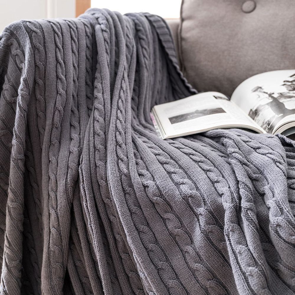 CozyWeave | Braid Knitted Cotton Throw Blanket