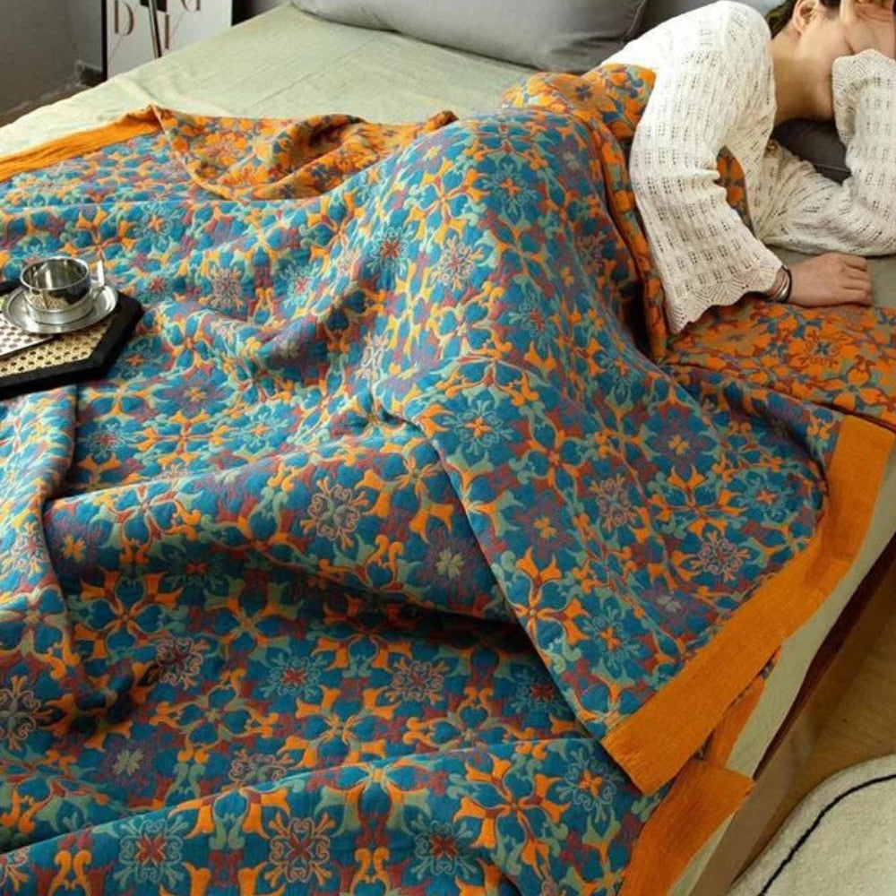 CitrusCozy | Six Layer Cotton Blanket Citrus Sunrise