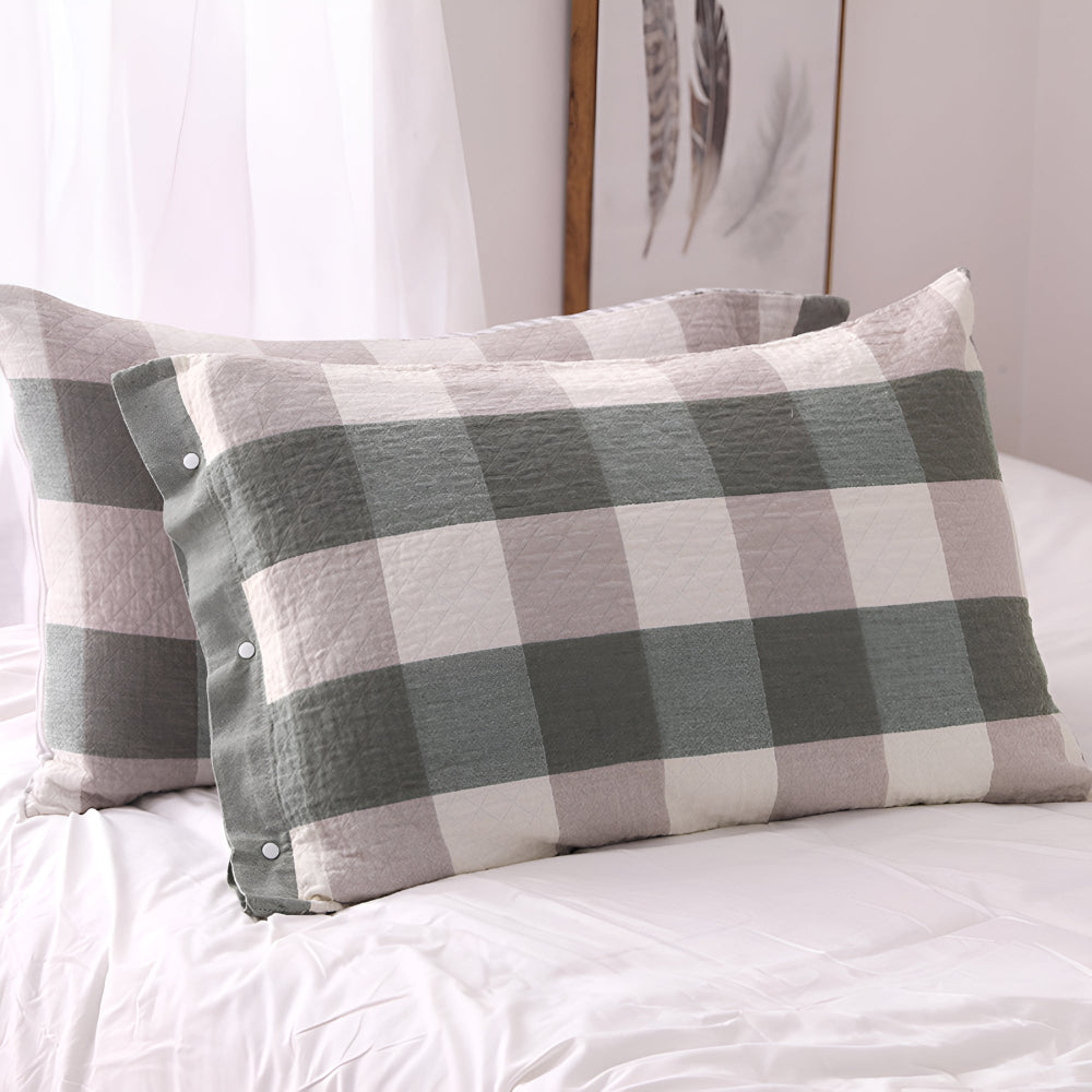 CozyHome | Checked & Striped Cotton Pillowcase