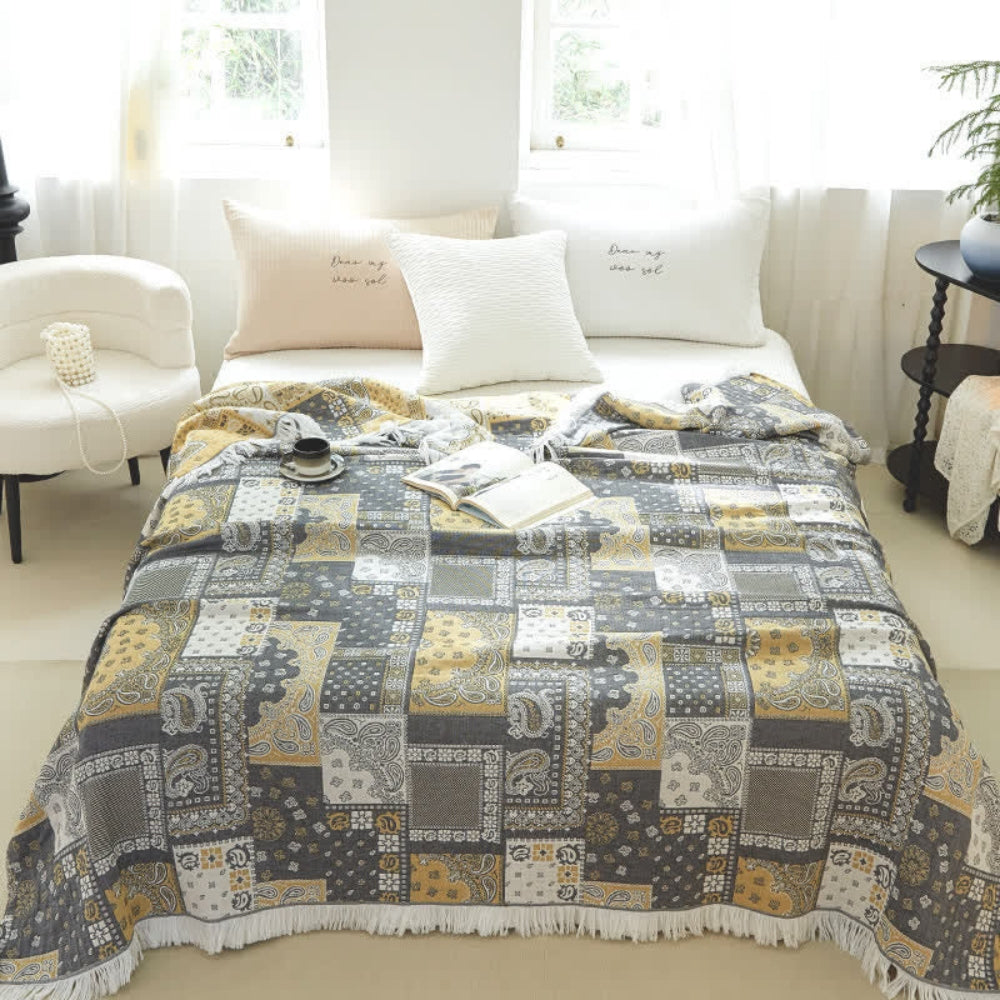 CozyWeave | Mosaic Pattern Cotton Gauze Blanket