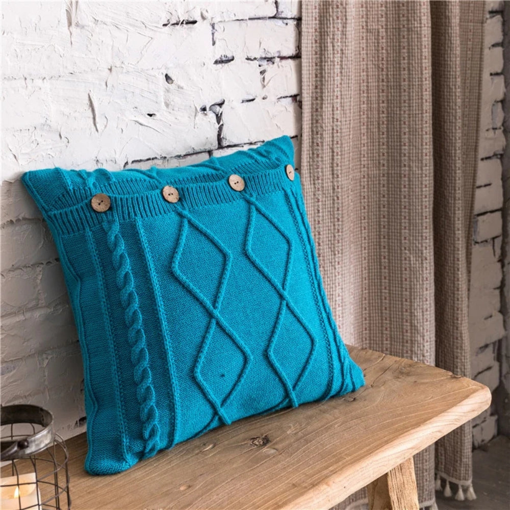 CozyNest | Button Closure Knit Cushion Cover