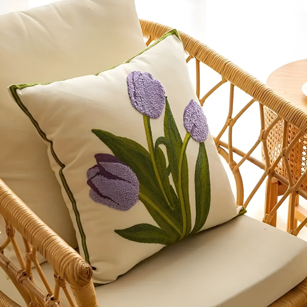 BloomingHome | Tulip Pattern Decorative Cushion Cover