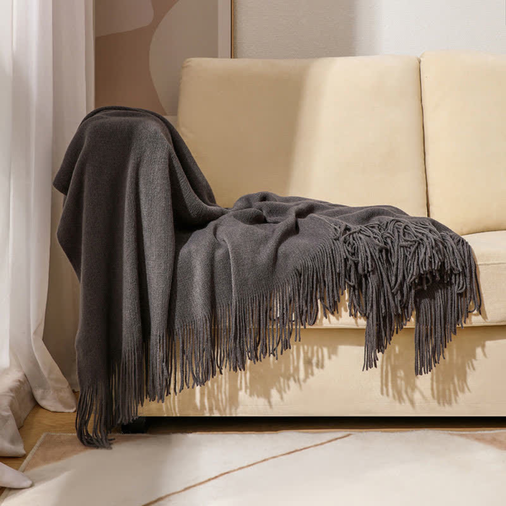 CozyWeave | Chunky Knit Tassel Throw Blanket