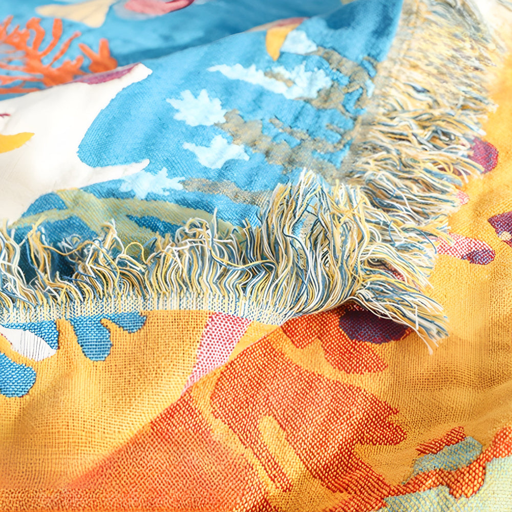 CoralDream | Underwater Coral Pattern Cotton Blanket