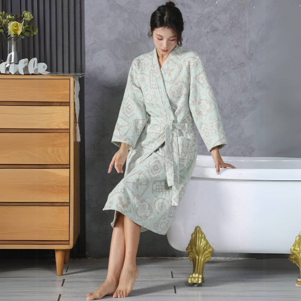 CozyLux | Plush Cotton Jacquard Bathrobe
