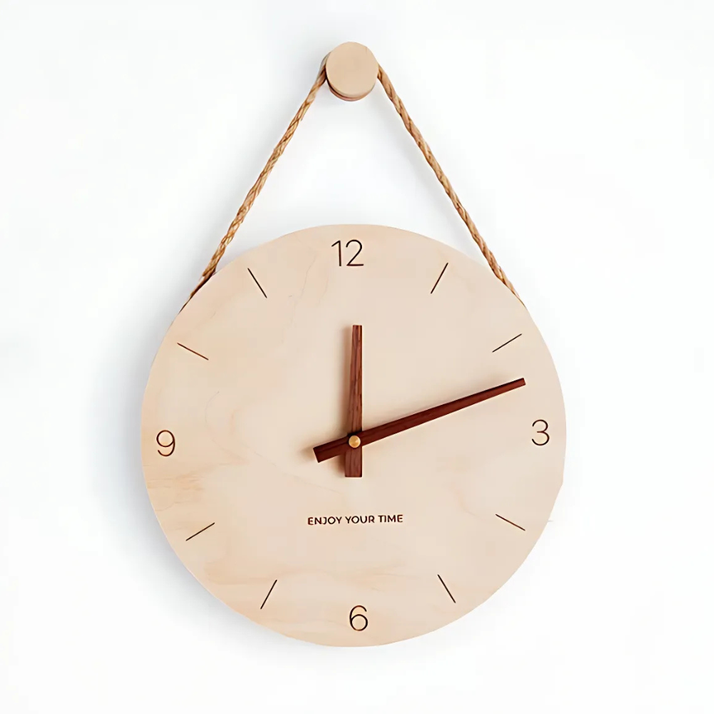 EcoTime | Minimalist Rope Wood Wall Clock